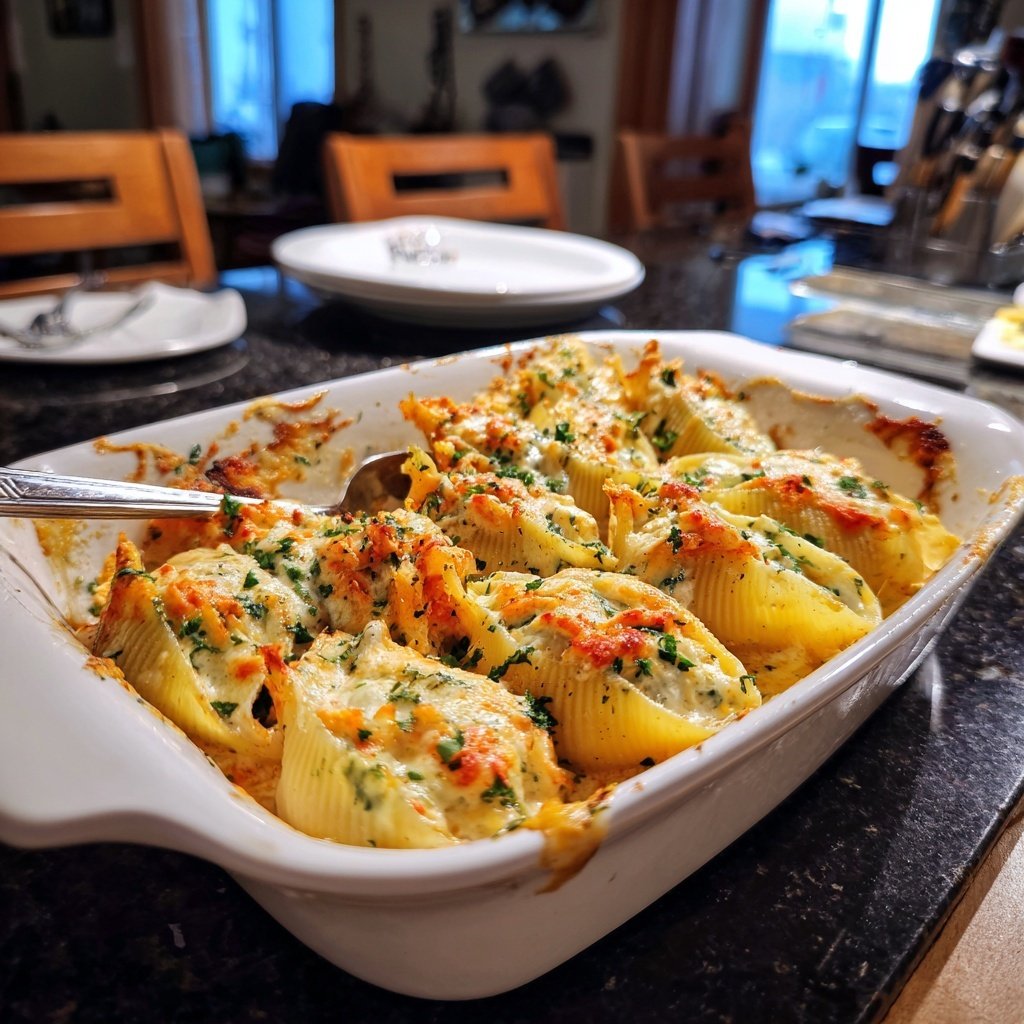 Salmon Alfredo Stuffed Shells