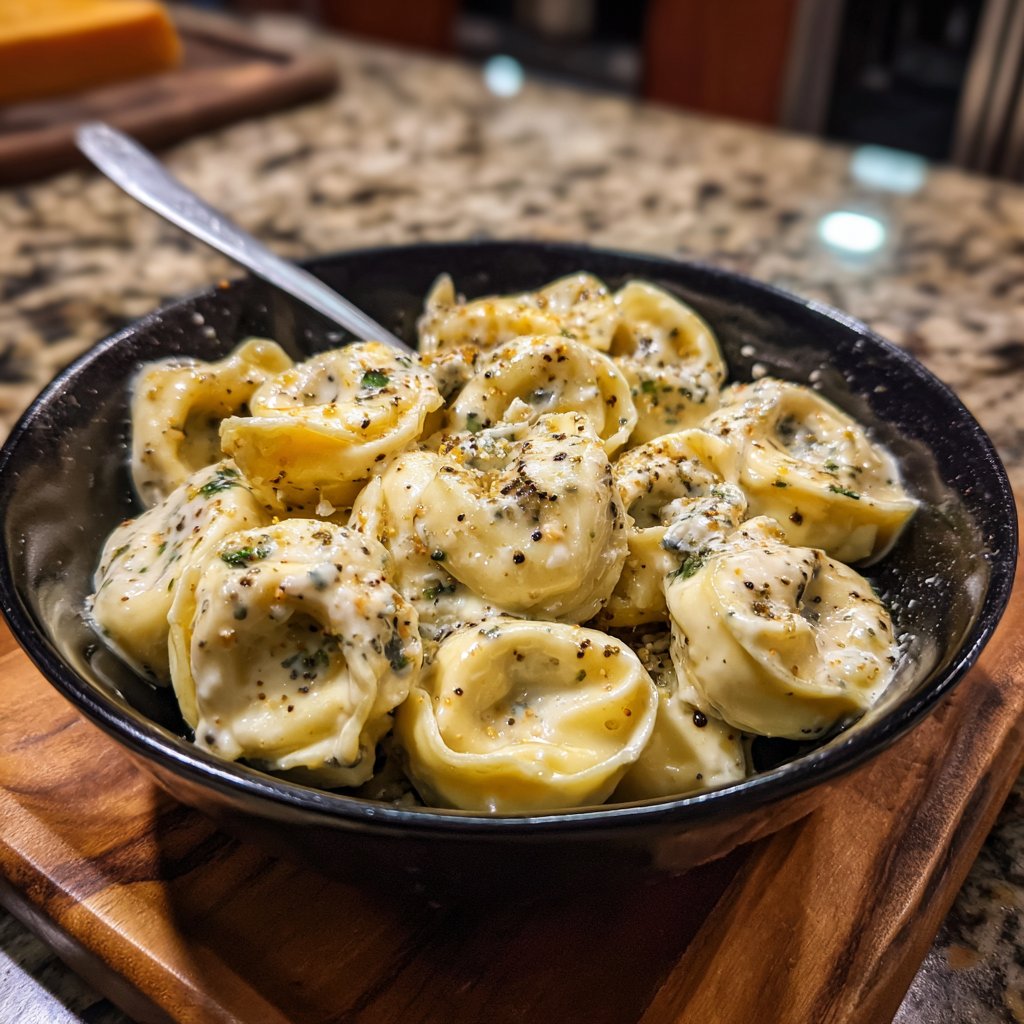 Garlic Steak Tortellini with Gorgonzola Cream